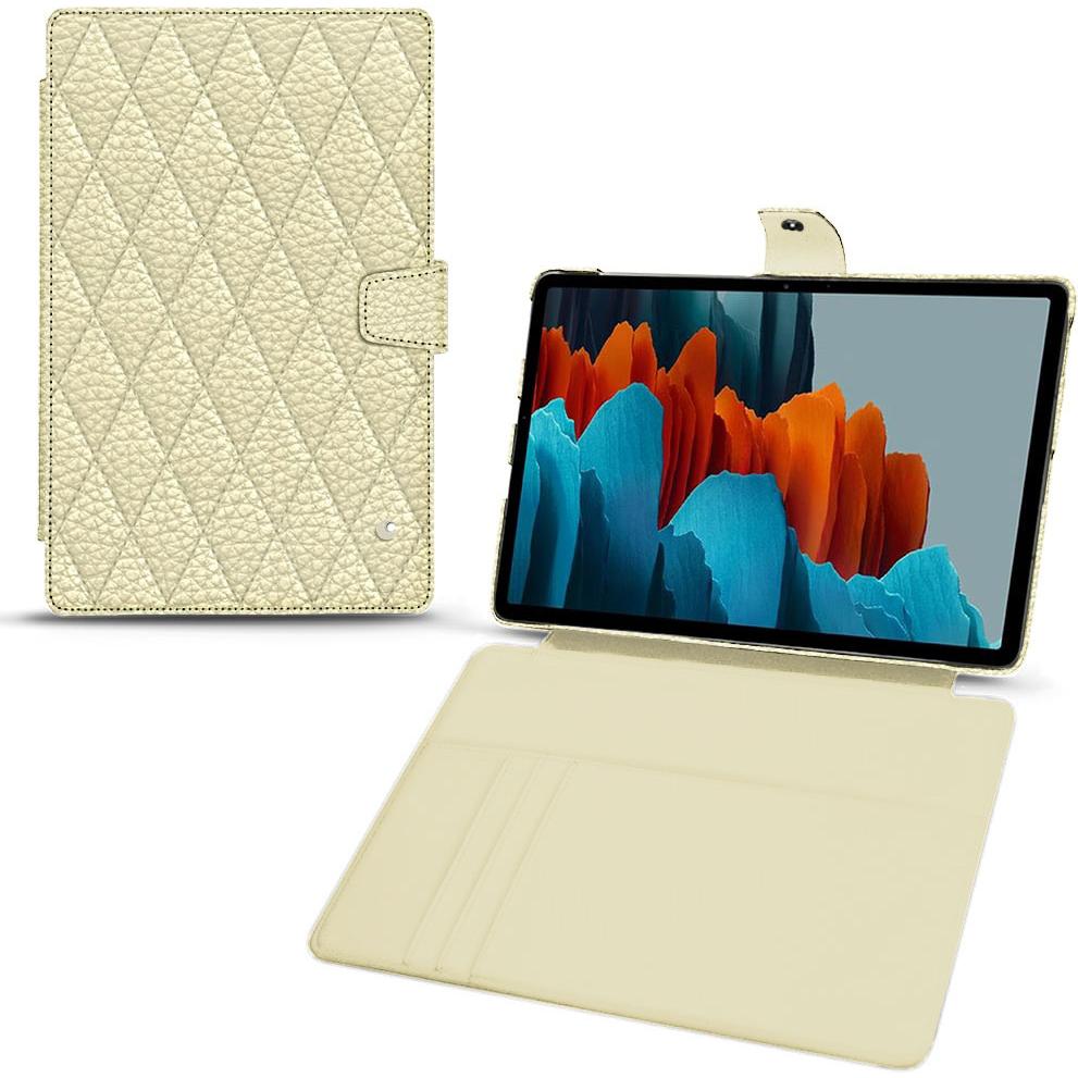Noreve Lederschutzhülle Wallet (Galaxy Tab S7+), Tablet Hülle, Beige