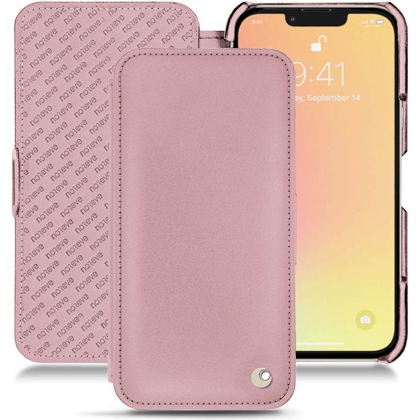 Noreve Lederschutzhülle horizontal (Apple iPhone 13 mini), Smartphone Hülle, Rosa