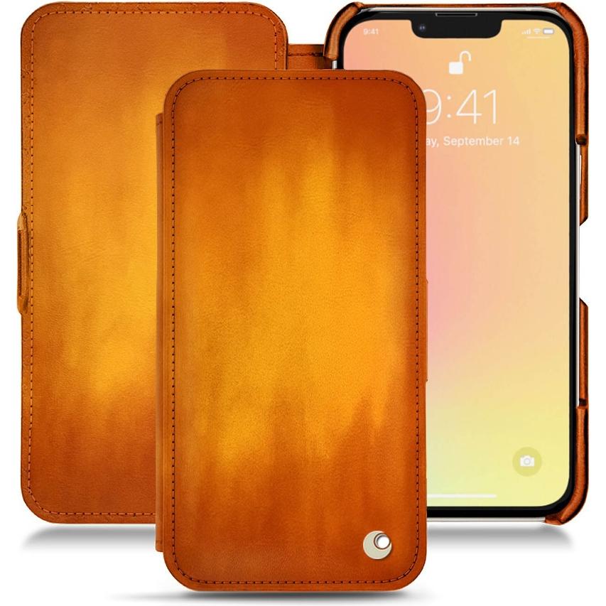 Noreve Lederschutzhülle horizontal (Apple iPhone 13 mini), Smartphone Hülle, Orange