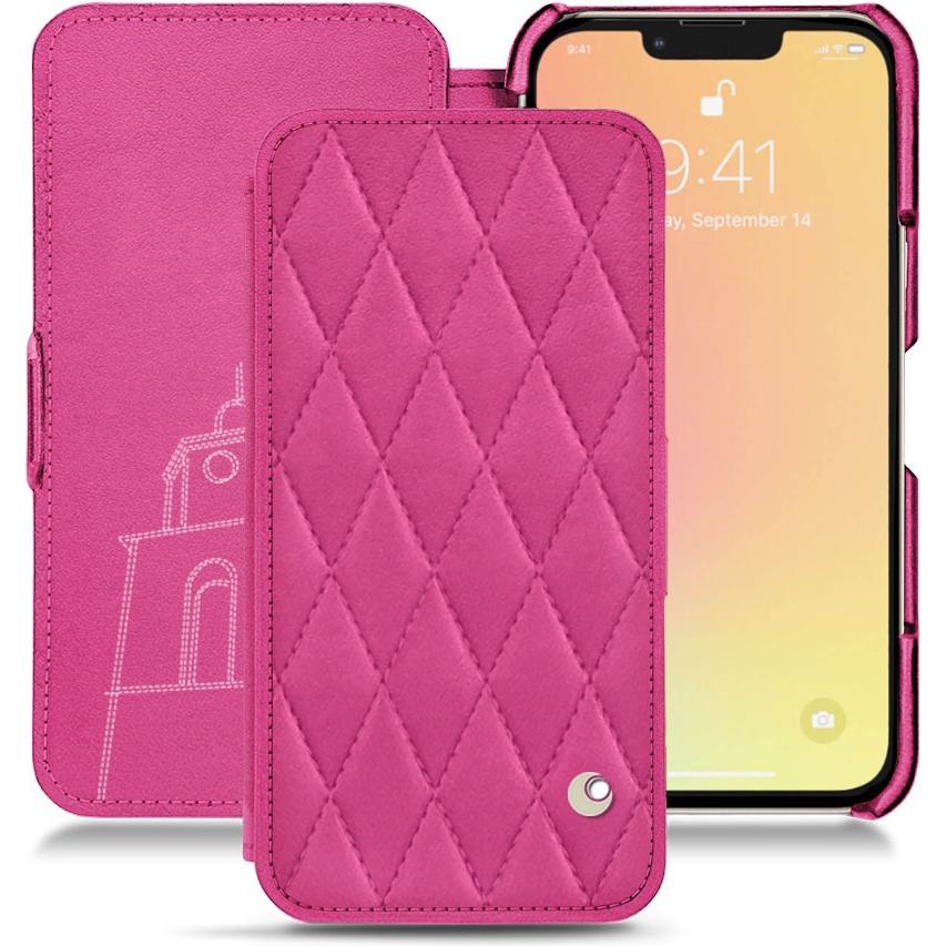 Noreve Lederschutzhülle horizontal (Apple iPhone 13 mini), Smartphone Hülle, Rosa