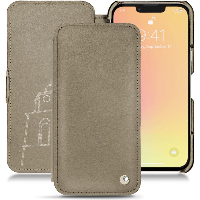 Noreve Lederschutzhülle horizontal (Apple iPhone 13 mini), Smartphone Hülle, Beige