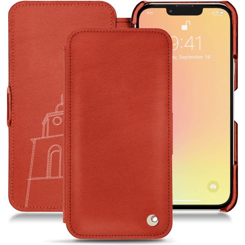 Noreve Lederschutzhülle horizontal (Apple iPhone 13 mini), Smartphone Hülle, Orange