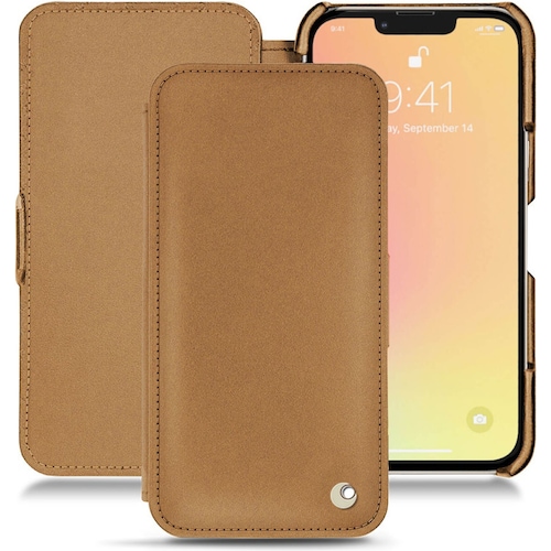 Noreve Lederschutzhülle horizontal (Apple iPhone 13 mini), Smartphone Hülle, Beige