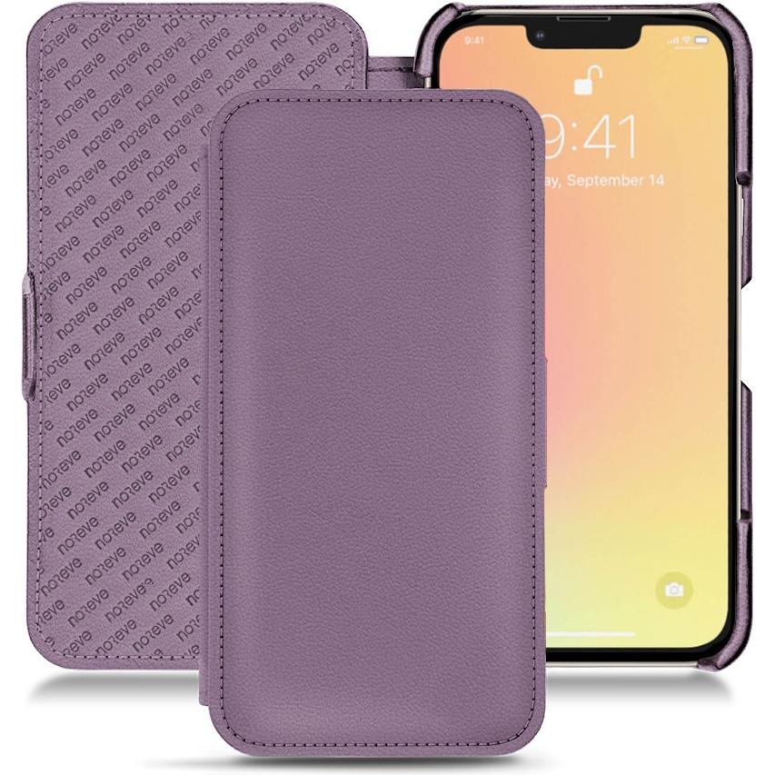 Noreve Lederschutzhülle horizontal (Apple iPhone 13 mini), Smartphone Hülle, Violett