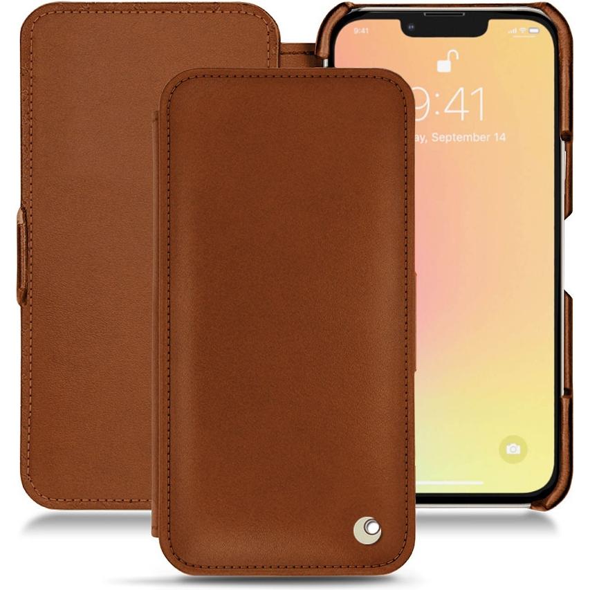Noreve Lederschutzhülle horizontal (Apple iPhone 13 mini), Smartphone Hülle, Braun