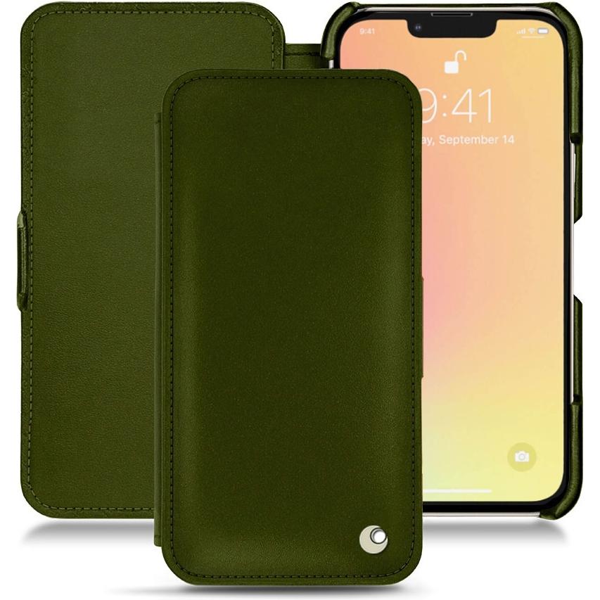 Thumbnail - Noreve Lederschutzhülle horizontal (Apple iPhone 13 mini), Smartphone Hülle, Grün