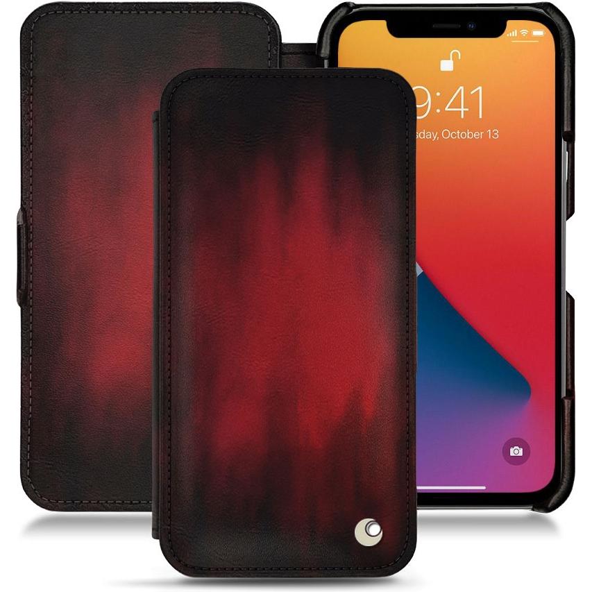 Noreve Lederschutzhülle horizontal (Apple iPhone 13 Pro Max), Smartphone Hülle, Rot