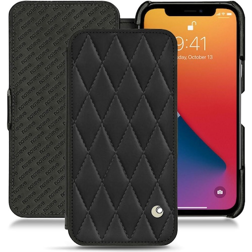 Noreve Lederschutzhülle horizontal (Apple iPhone 13 Pro Max), Smartphone Hülle, Schwarz