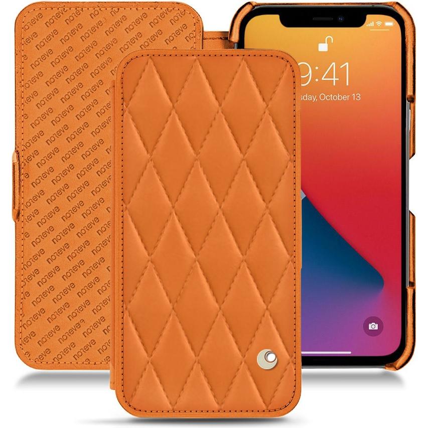 Noreve Lederschutzhülle horizontal (Apple iPhone 13 Pro Max), Smartphone Hülle, Orange