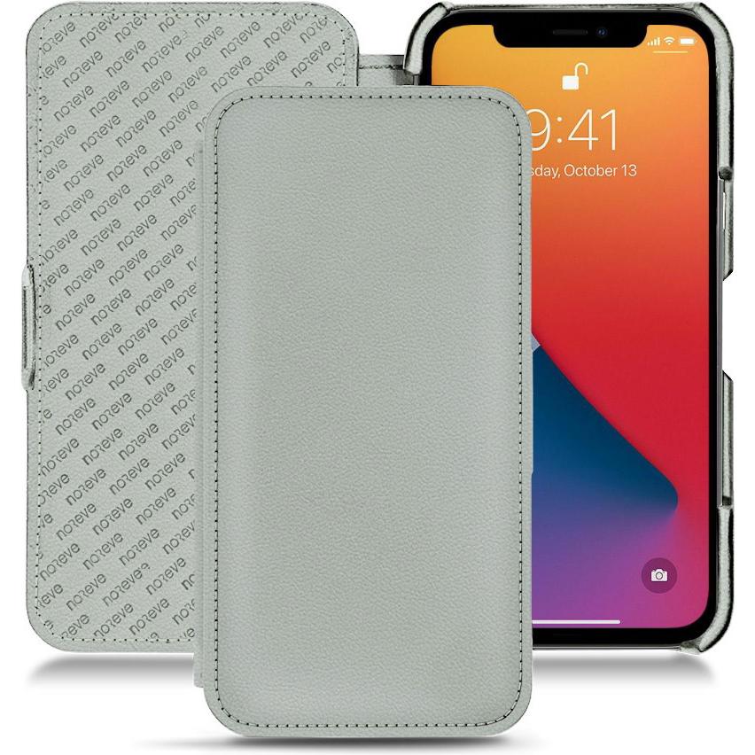 Noreve Lederschutzhülle horizontal (Apple iPhone 13 Pro Max), Smartphone Hülle, Grau
