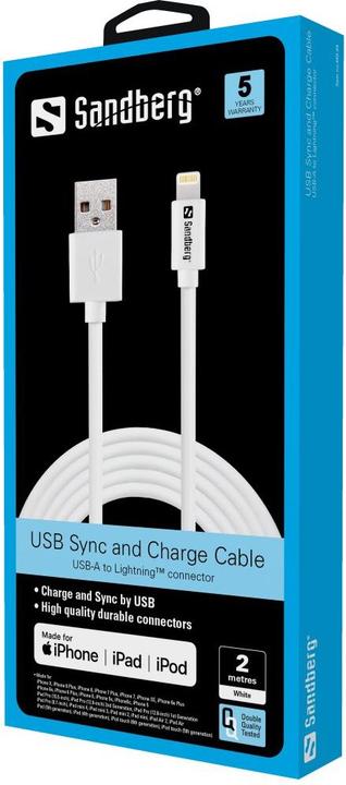 Actual product image Sandberg USB Lightning Cable (2 m, USB 2.0)