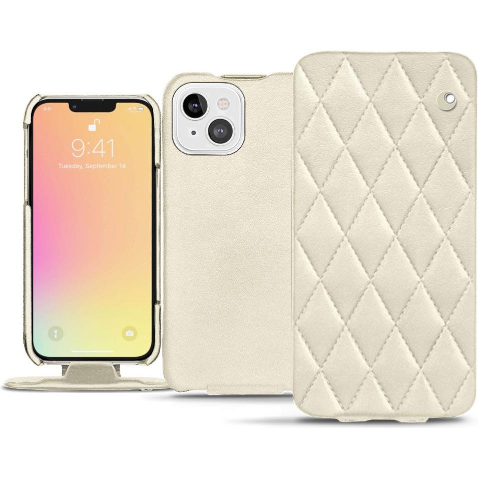 Noreve Lederschutzhülle vertikal (Apple iPhone 13), Smartphone Hülle, Weiss
