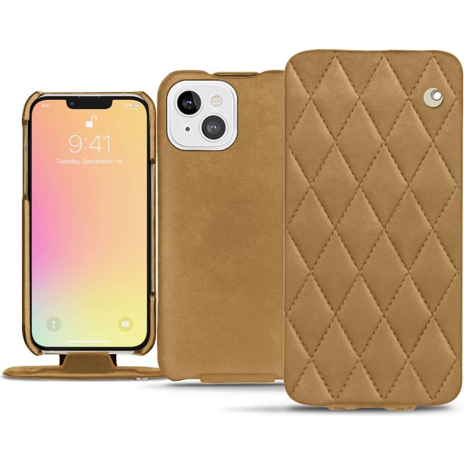 Noreve Lederschutzhülle vertikal (Apple iPhone 13), Smartphone Hülle, Braun