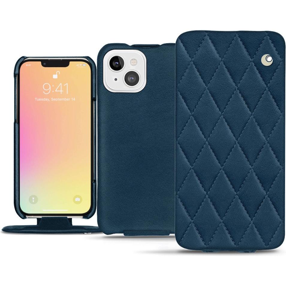 Noreve Lederschutzhülle vertikal (Apple iPhone 13), Smartphone Hülle, Blau