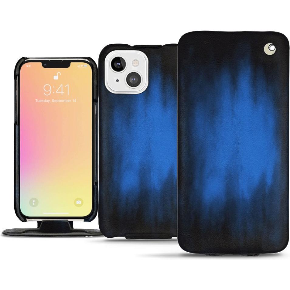 Noreve Lederschutzhülle vertikal (Apple iPhone 13), Smartphone Hülle, Blau