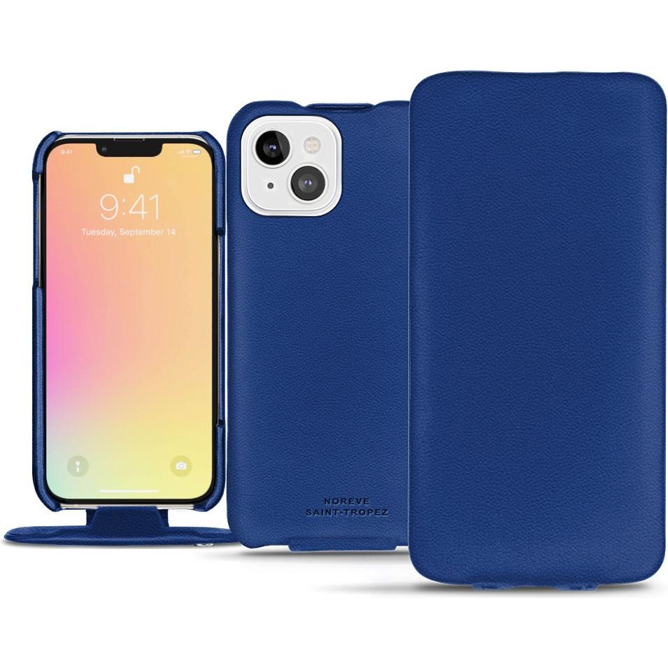 Noreve Lederschutzhülle vertikal (Apple iPhone 13), Smartphone Hülle, Blau