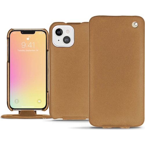 Noreve Lederschutzhülle vertikal (Apple iPhone 13), Smartphone Hülle, Beige