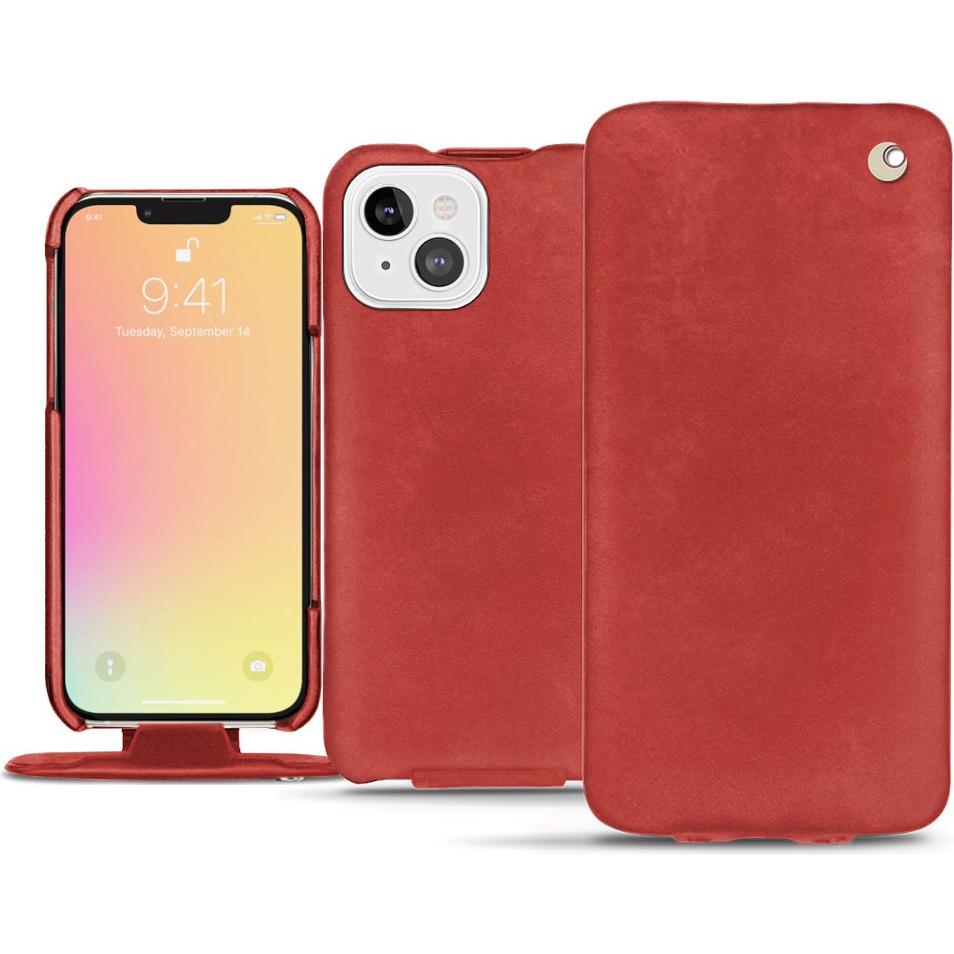 Noreve Lederschutzhülle vertikal (Apple iPhone 13 mini), Smartphone Hülle, Rot