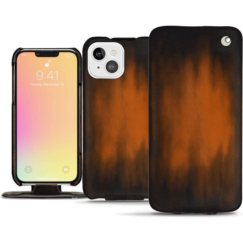 Noreve Lederschutzhülle vertikal (Apple iPhone 13 mini), Smartphone Hülle, Braun