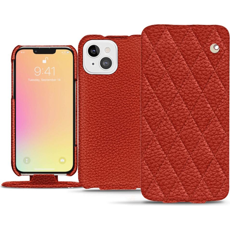 Noreve Lederschutzhülle vertikal (Apple iPhone 13 mini), Smartphone Hülle, Orange