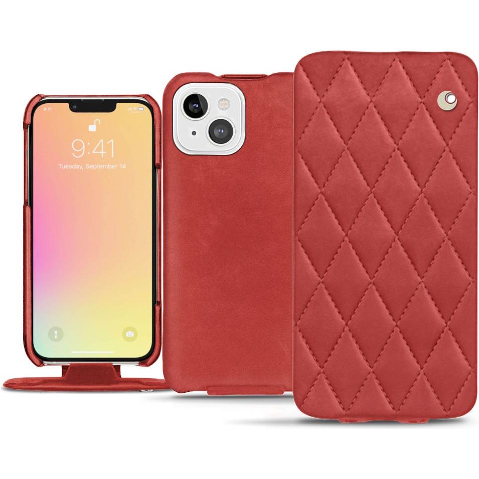 Noreve Lederschutzhülle vertikal (Apple iPhone 13 mini), Smartphone Hülle, Rot