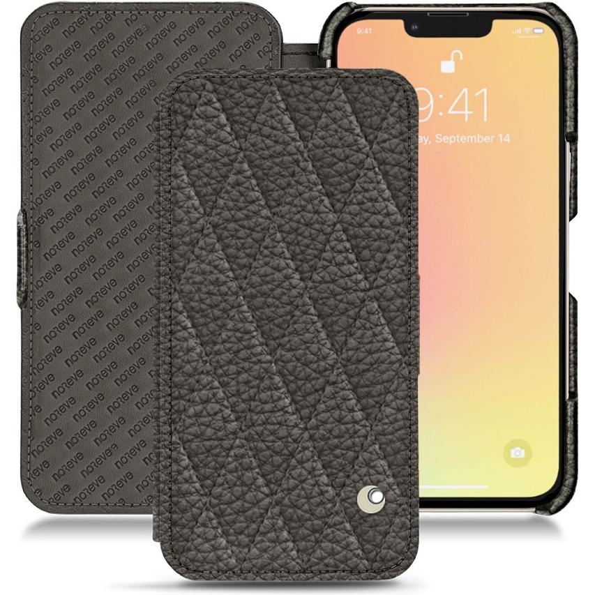 Noreve Lederschutzhülle horizontal (Apple iPhone 13), Smartphone Hülle, Grau