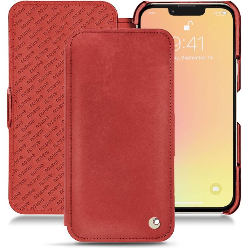 Noreve Lederschutzhülle horizontal (Apple iPhone 13), Smartphone Hülle, Rot