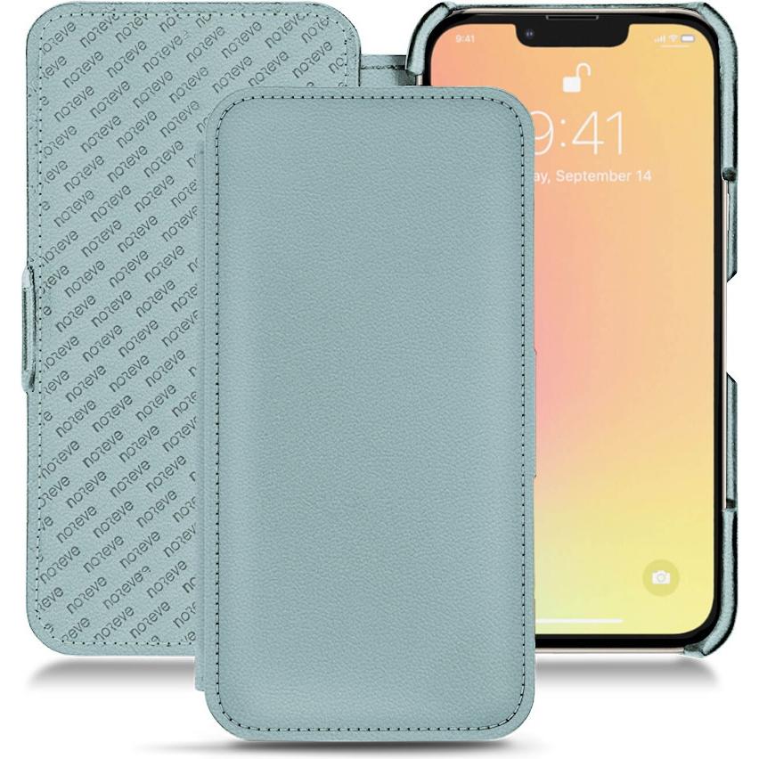 Noreve Lederschutzhülle horizontal (Apple iPhone 13), Smartphone Hülle, Blau