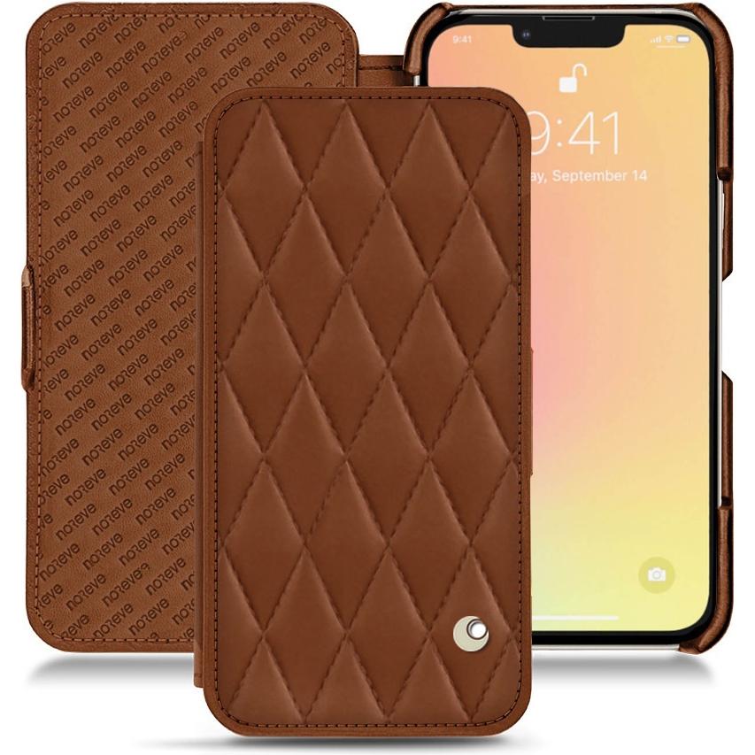 Thumbnail - Noreve Lederschutzhülle horizontal (Apple iPhone 13), Smartphone Hülle, Braun