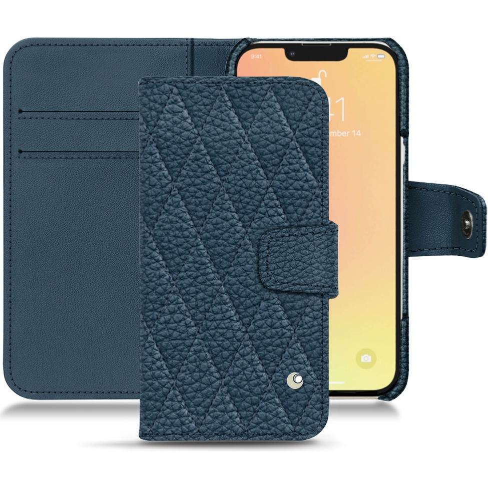 Noreve Lederschutzhülle Wallet (Apple iPhone 13 mini), Smartphone Hülle, Blau