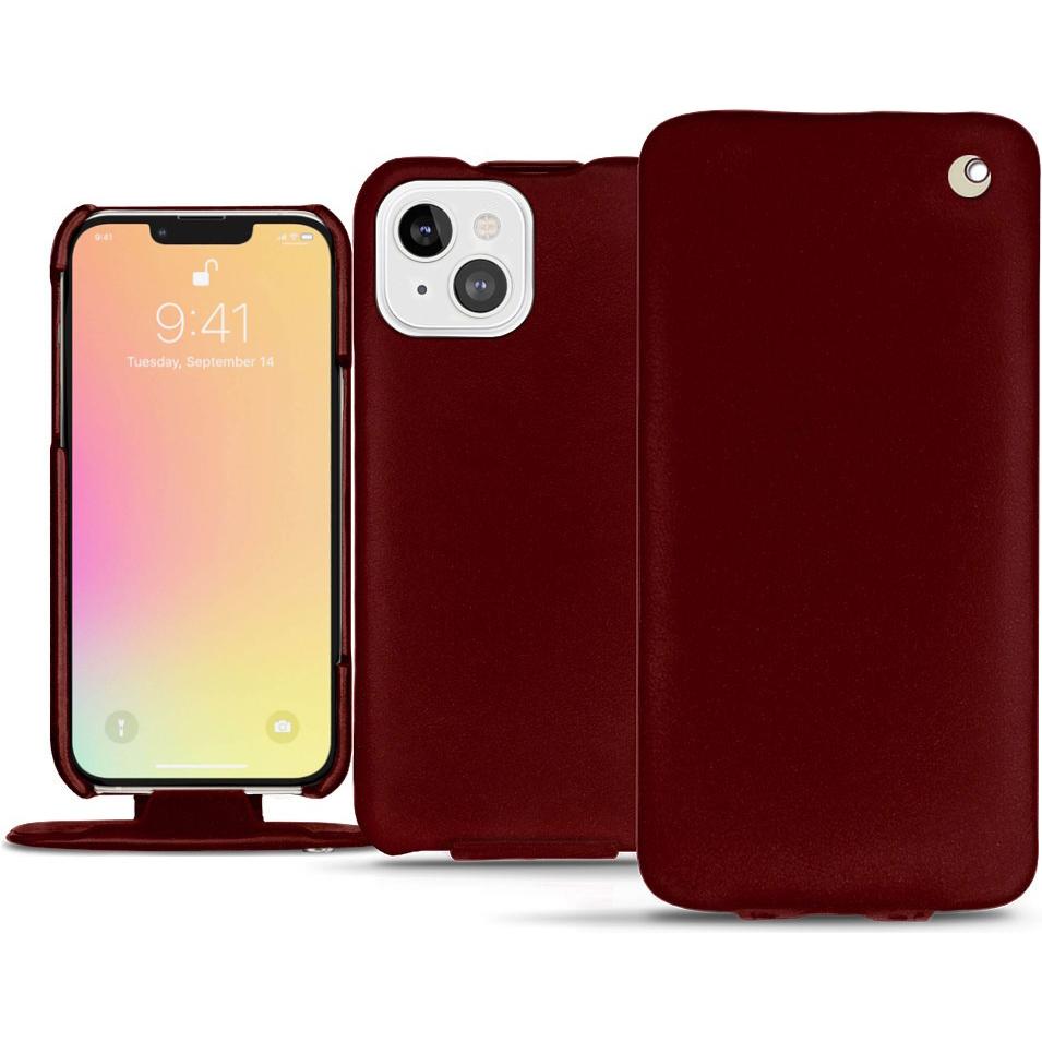 Noreve Lederschutzhülle vertikal (Apple iPhone 13 mini), Smartphone Hülle, Rot