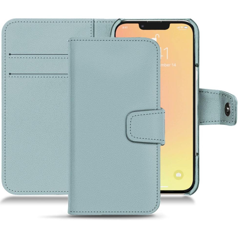 Noreve Lederschutzhülle Wallet (Apple iPhone 13 mini), Smartphone Hülle, Blau