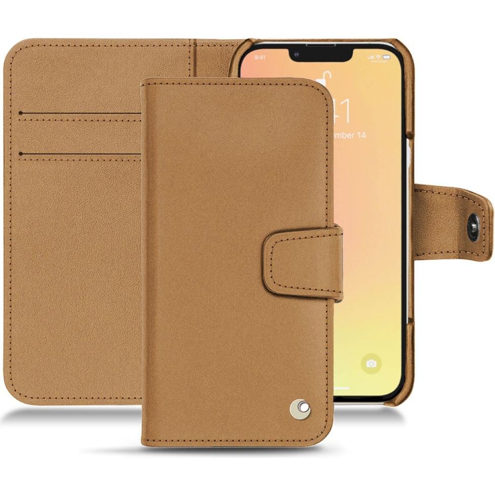 Noreve Lederschutzhülle Wallet (Apple iPhone 13 mini), Smartphone Hülle, Beige