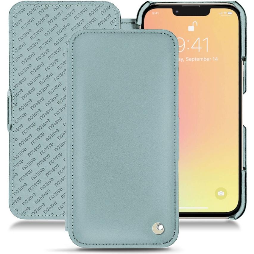 Noreve Lederschutzhülle horizontal (Apple iPhone 13 mini), Smartphone Hülle, Blau