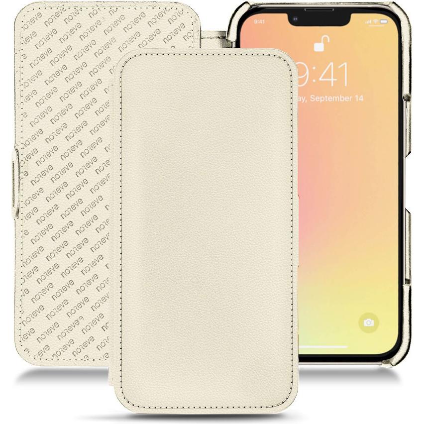 Noreve Lederschutzhülle horizontal (Apple iPhone 13 mini), Smartphone Hülle, Weiss