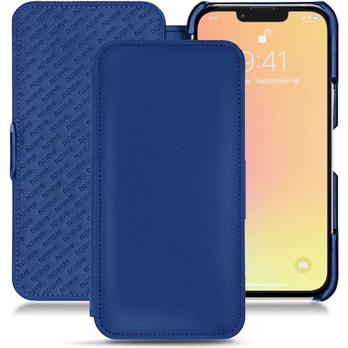 Noreve Lederschutzhülle horizontal (Apple iPhone 13 mini), Smartphone Hülle, Blau