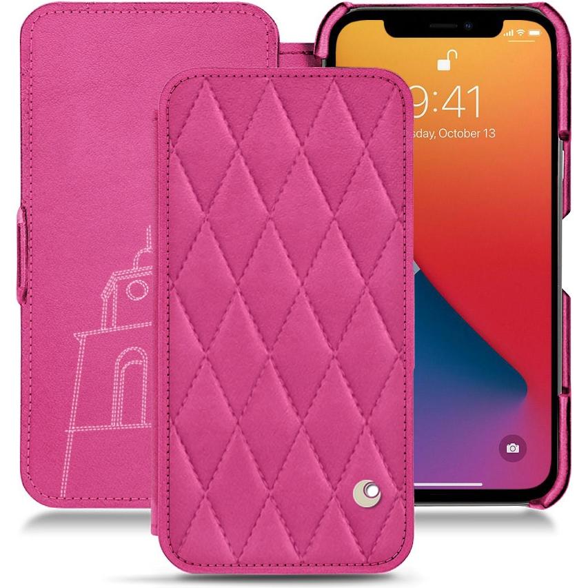 Noreve Lederschutzhülle horizontal (Apple iPhone 13 Pro), Smartphone Hülle, Rosa