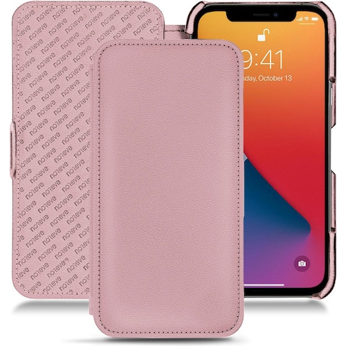 Noreve Lederschutzhülle horizontal (Apple iPhone 13 Pro), Smartphone Hülle, Rosa