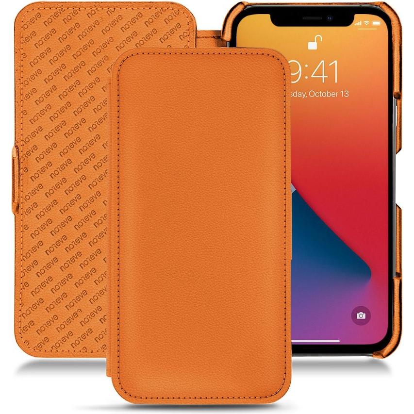 Noreve Lederschutzhülle horizontal (Apple iPhone 13 Pro), Smartphone Hülle, Orange