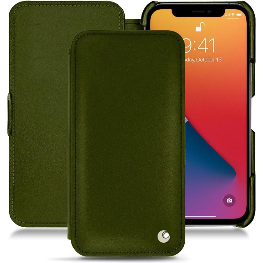 Noreve Lederschutzhülle horizontal (Apple iPhone 13 Pro), Smartphone Hülle, Grün