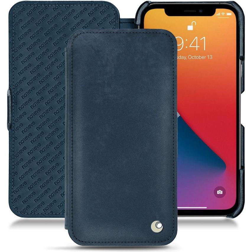 Noreve Lederschutzhülle horizontal (Apple iPhone 13 Pro Max), Smartphone Hülle, Blau