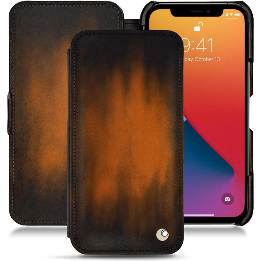 Noreve Lederschutzhülle horizontal (Apple iPhone 13 Pro Max), Smartphone Hülle, Braun