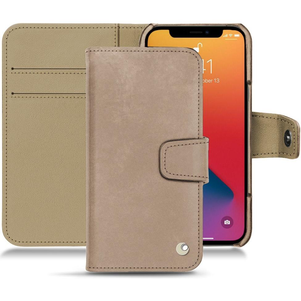 Noreve Lederschutzhülle Wallet (Apple iPhone 13 Pro Max), Smartphone Hülle, Beige