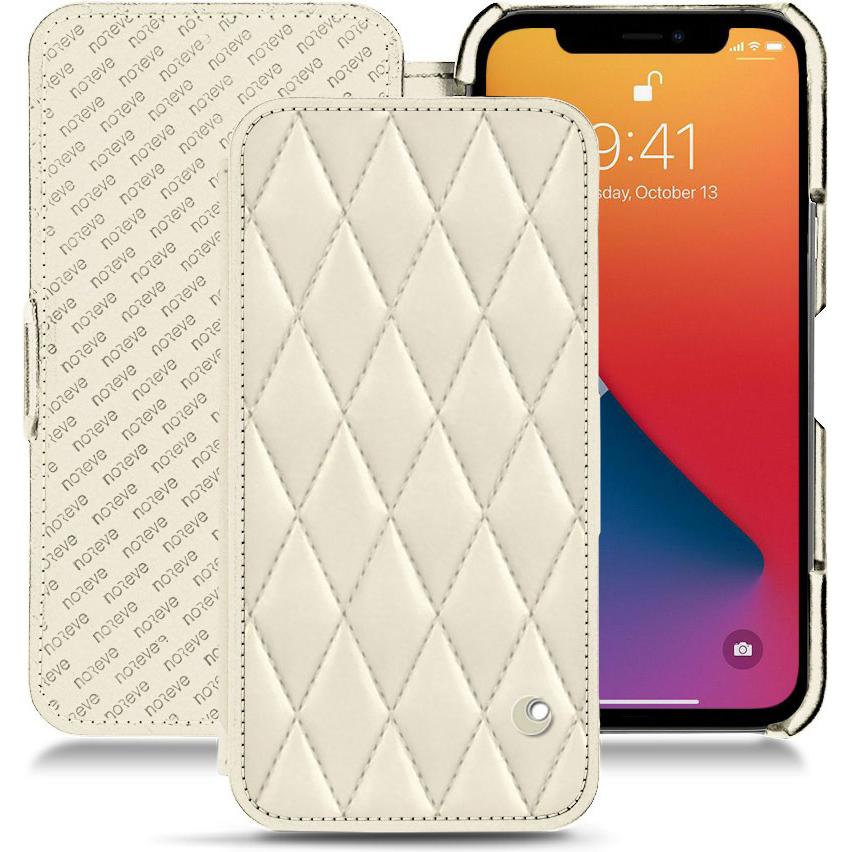 Noreve Lederschutzhülle horizontal (Apple iPhone 13 Pro Max), Smartphone Hülle, Weiss