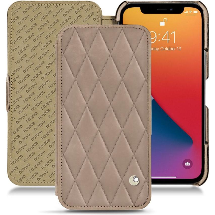 Noreve Lederschutzhülle horizontal (Apple iPhone 13 Pro Max), Smartphone Hülle, Beige