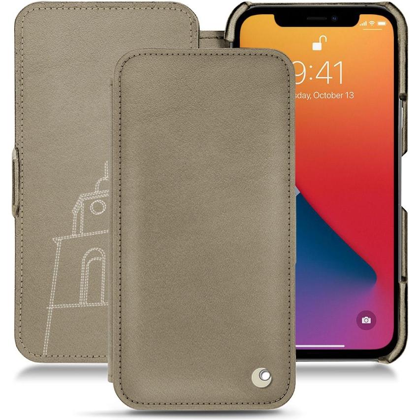 Noreve Lederschutzhülle horizontal (Apple iPhone 13 Pro Max), Smartphone Hülle, Beige