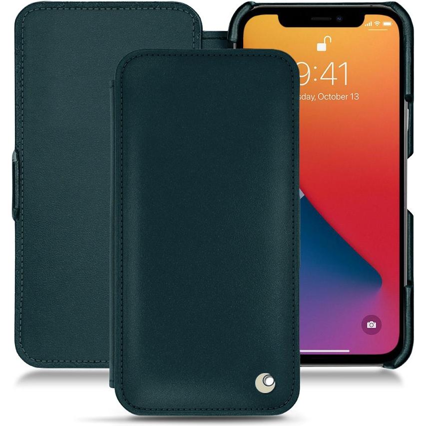 Noreve Lederschutzhülle horizontal (Apple iPhone 13 Pro Max), Smartphone Hülle, Blau