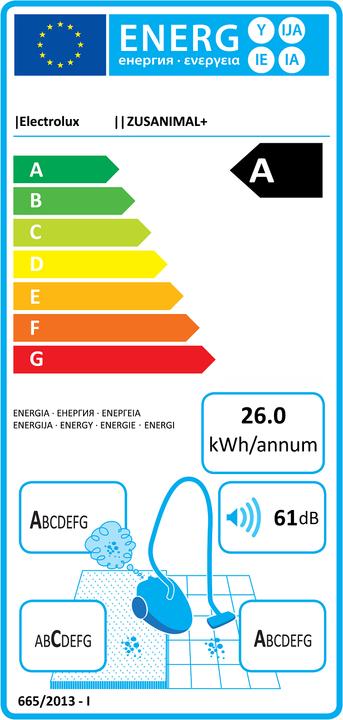 Energie-Label Electrolux Ultra Silencer ZUSANIMAL+