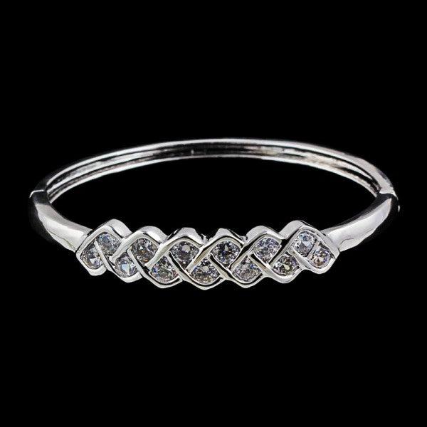 Actual product image Hermex LUXURY Platinum Plated Bangle Bracelet Charms Zirconia - Platinum (Copper-nickel alloy)