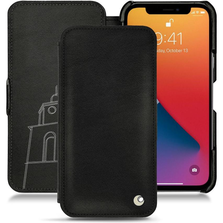 Noreve Lederschutzhülle horizontal (Apple iPhone 13 Pro), Smartphone Hülle, Schwarz